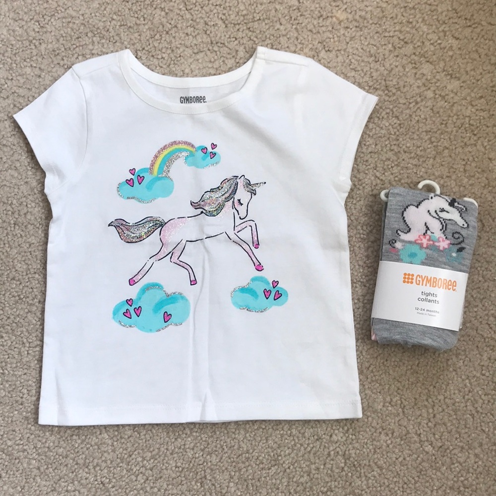 Gymboree Unicorn Shirt and Tights